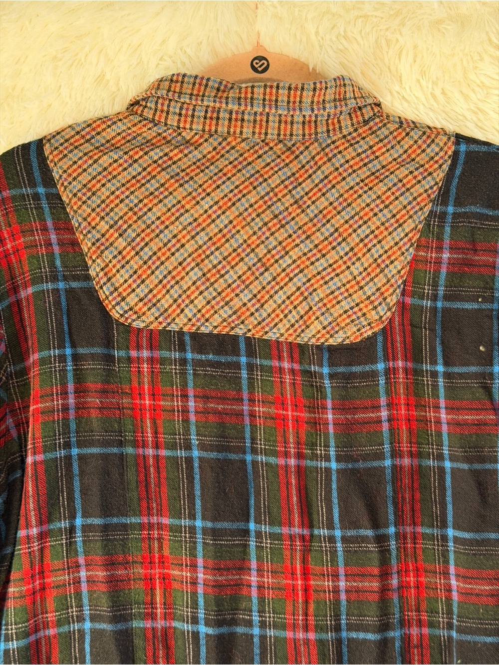 We The Free Womens Boho Rustic Plaid Flannel Mixed Media Shirt Size L Raw Hem - Picture 7 of 9